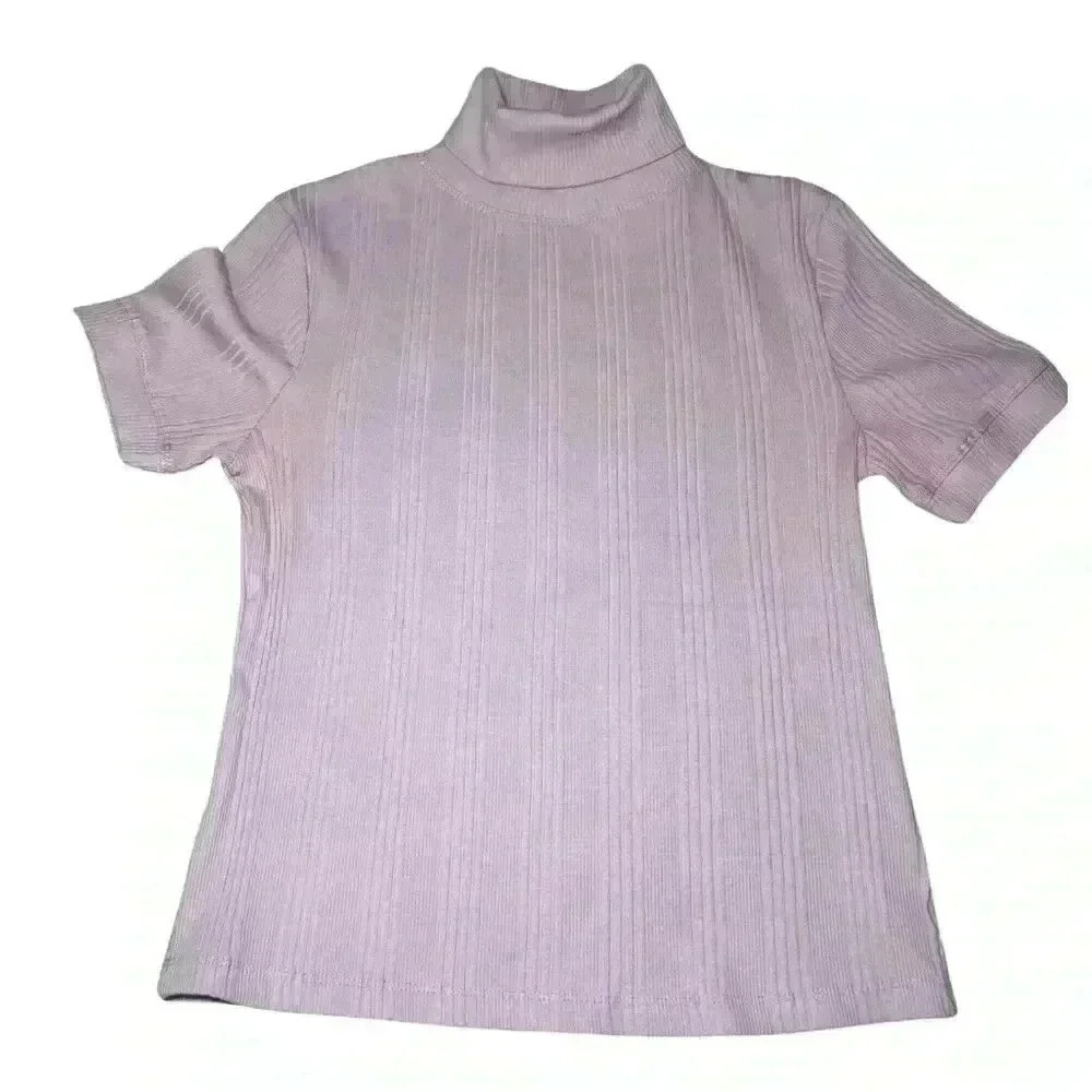 Zara Womens Beige Nude Ribbed Short Sleeve Turtleneck Top Size Medium